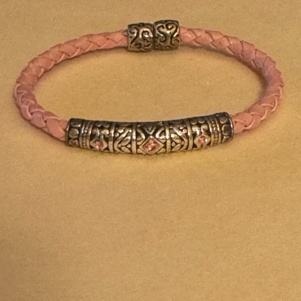 Elegant Pink Braided Bracelet with Gold Accents